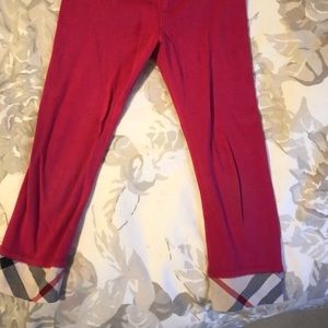 Burberry girl’s pink and plaid cuff  leggings